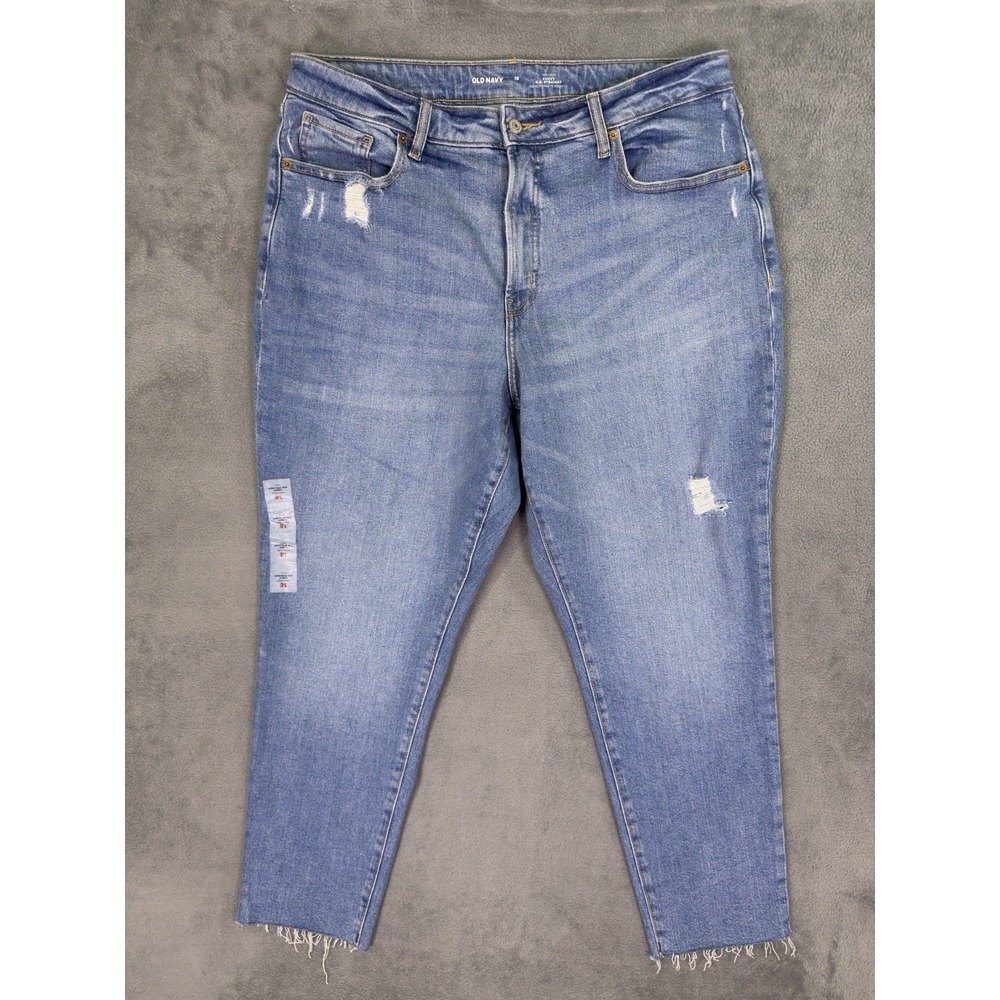 New Old Navy Jeans Womens 18 Plus Blue Medium Wash High Rise Curvy OG Straight